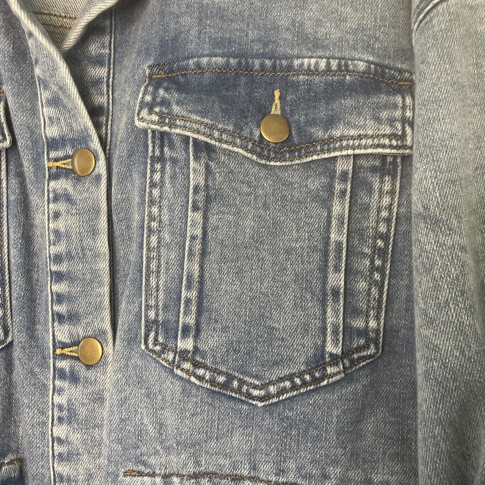 Womens Maurices Jean Denim Jacket Plus 0X Stretch Raw Hem Cowgirl Cinch Waist - Picture 8 of 16
